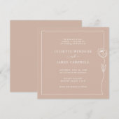 Faire-part de mariage Carré de Rose de ligne roman (Devant / Derrière)