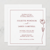 Faire-part de mariage Carré de Rose de ligne roman (Devant / Derrière)