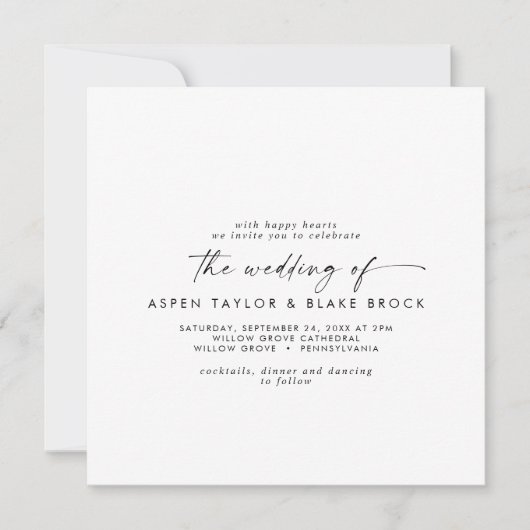 Faire-part de mariage Carré de script moderne (Devant)