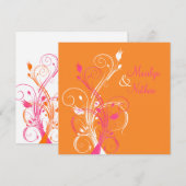 Faire-part de mariage carré floral blanc rose (Devant / Derrière)