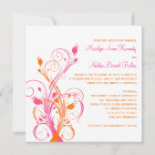 Faire-part de mariage carré floral blanc rose (Dos)