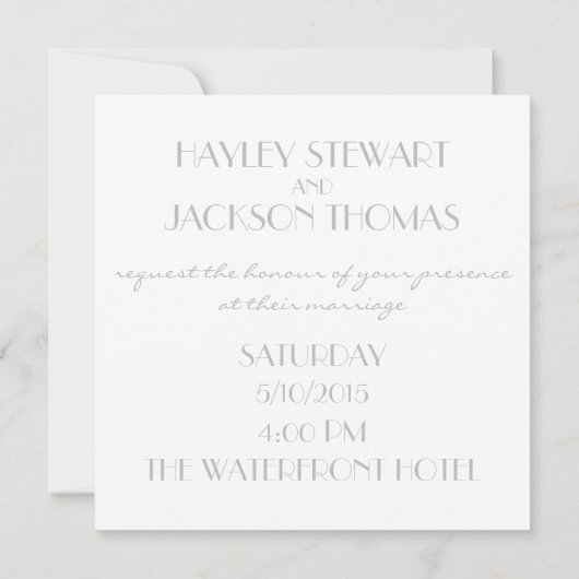 faire-part de mariage carré gris "avec amour" (Dos)