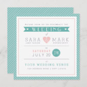 Faire-part de mariage Carré moderne à bande de men (Devant / Derrière)