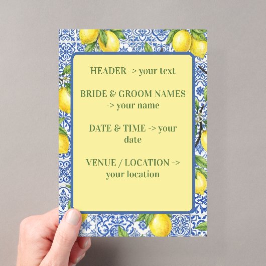 Faire-part de mariage Carrelage sicilien & Citron (In situ (ordinateur de poche))