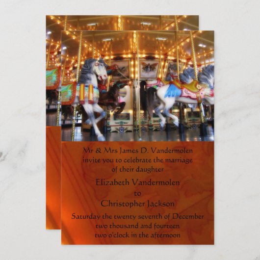 Faire-part de mariage carrousel (Devant / Derrière)