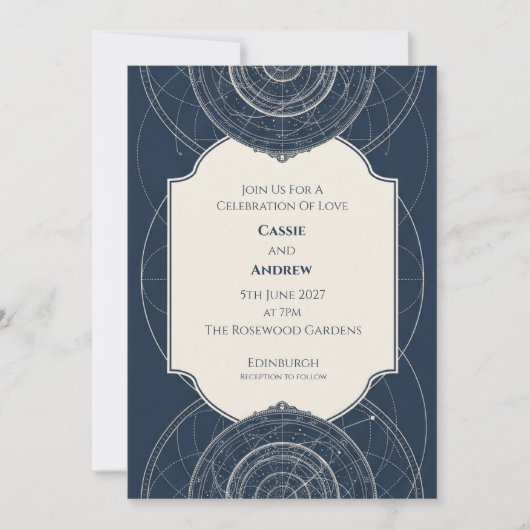 Faire-part de mariage carte céleste Navy (Devant)