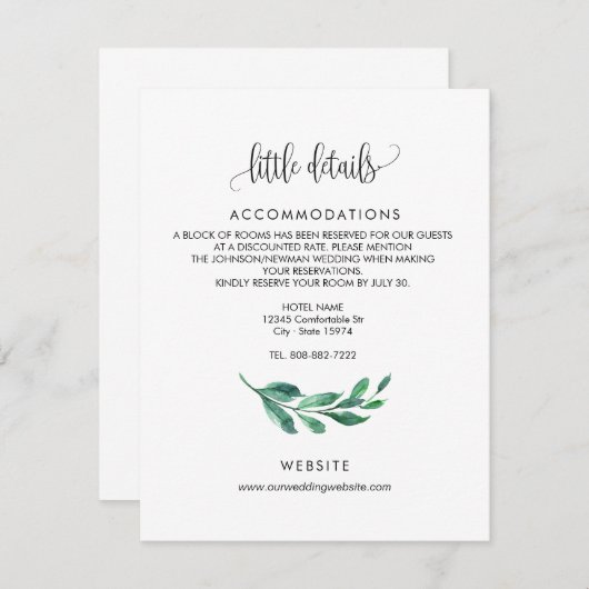 Faire-part de mariage - carte de détails jointe (Devant / Derrière)