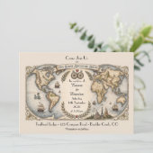 Faire-part de mariage carte du monde (Debout devant)