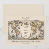 Faire-part de mariage carte du monde (Devant / Derrière)