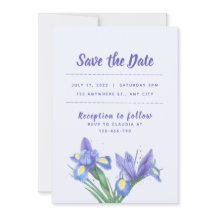 Faire-part de mariage Carte Fleurs pourpres Iris