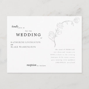 Faire-part de mariage carte postale à tige simple