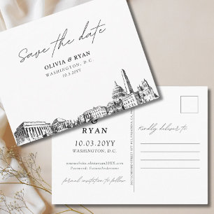 Faire-part de mariage carte postale à Washington D