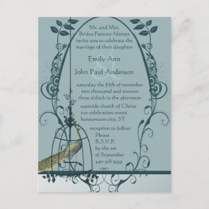 Faire-part de mariage carte postale Cage d'oiseau