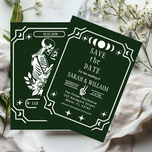 faire-part de mariage carte tarot verte enregistre