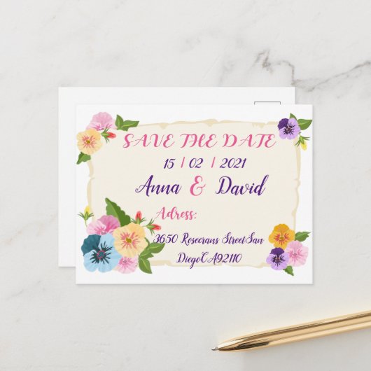 Faire-part de mariage, Cartes de sauvegarde de dat (Devant/Arrière en situation)