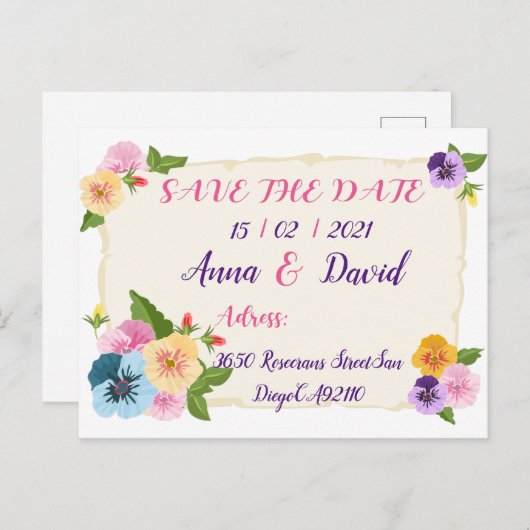 Faire-part de mariage, Cartes de sauvegarde de dat (Devant / Derrière)