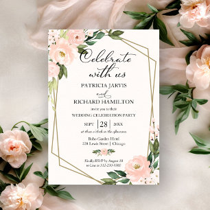 Faire-part de mariage casual géométrique floral ro