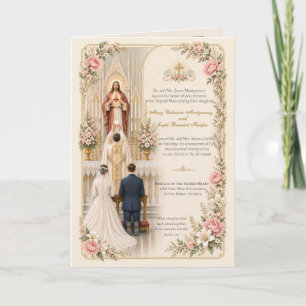 Faire-part de mariage catholique Cœur Sacré