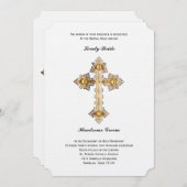 Faire-part de mariage catholique croisé d'or (Devant / Derrière)
