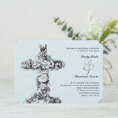 Faire-part de mariage catholique croisé floral (Debout devant)