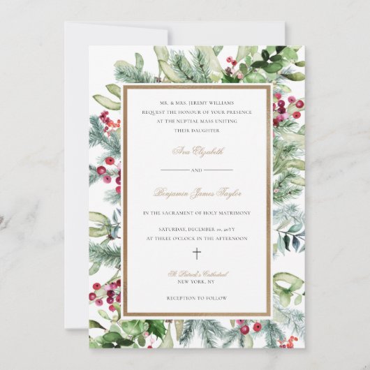 Faire-part de mariage catholique d'Ava Christmas G (Devant)
