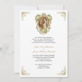 Faire-part de mariage catholique floral or (Devant)