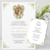 Faire-part de mariage catholique floral or
