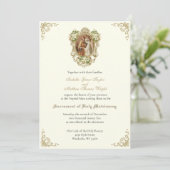 Faire-part de mariage catholique floral or (Debout devant)