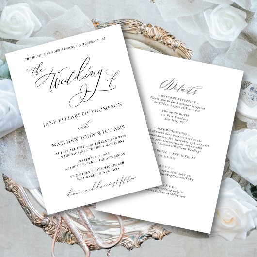 Faire-part de mariage catholique Jane avec RSVP
