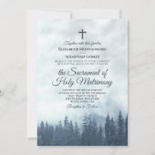 Faire-part de mariage catholique moderne Forêt de  (Devant)