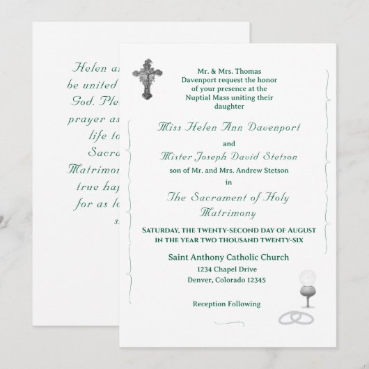 Faire-part de mariage catholique Nuptial Grace (Devant / Derrière)