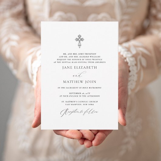 Faire-part de mariage catholique simple Jane avec 