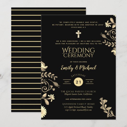 Faire-part de mariage catholique - Verset avec les (Devant / Derrière)