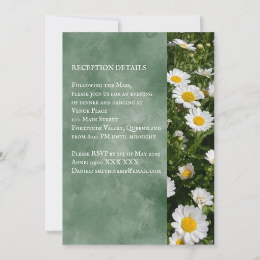 Faire-part de mariage catholique verte moderne (Dos)