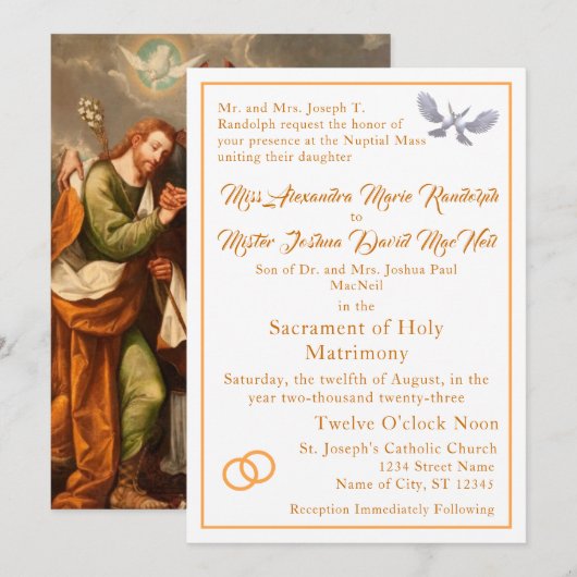 Faire-part de mariage catholique vintage (Devant / Derrière)