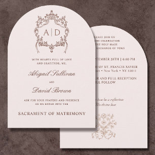 Faire-part de mariage catholique Vintage classique