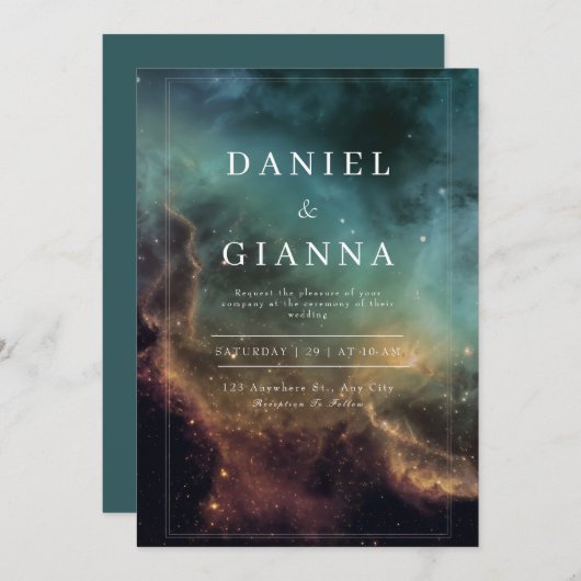 Faire-part de mariage céleste (Devant / Derrière)