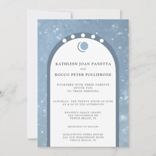 Faire-part de mariage céleste bleu (Devant)