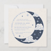 Faire-Part de Mariage Céleste Blue Moon & Stars (Devant)