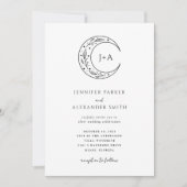 Faire-part de mariage céleste du Boho noir blanc (Devant)