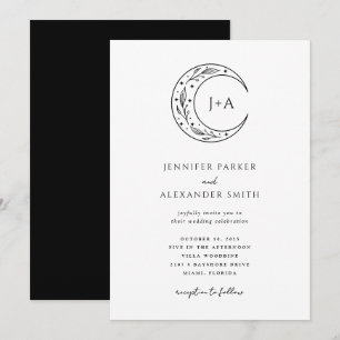 Faire-part de mariage céleste du Boho noir blanc