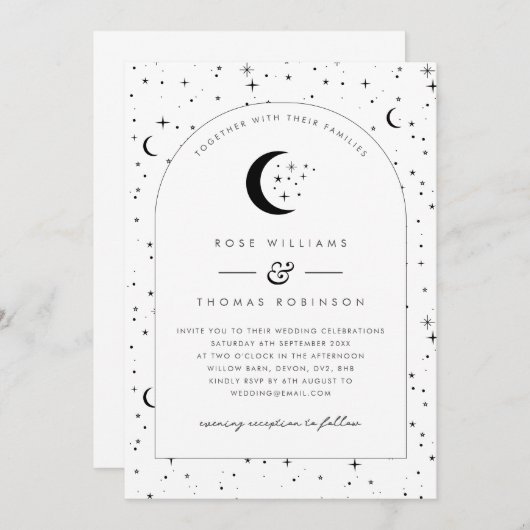 Faire-part de mariage céleste en arc (Devant / Derrière)