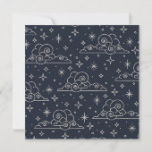 Faire-part de mariage céleste Navy Moon & Stars (Dos)