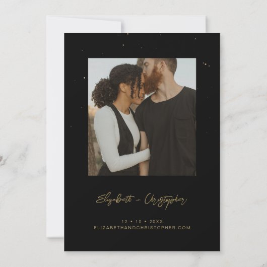 Faire-part de mariage céleste noir (Dos)