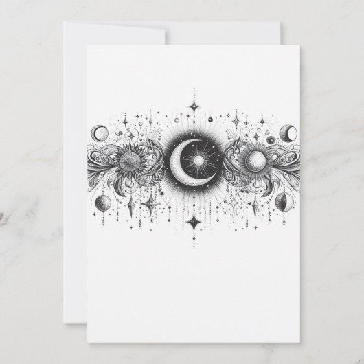 Faire-part de mariage céleste noir et blanc (Dos)