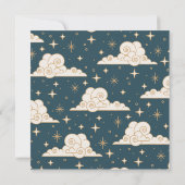 Faire-part de mariage céleste Teal Moon & Stars (Dos)