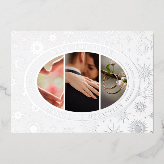 Faire-part de mariage Celestial Star Enregistrer l (Recto)