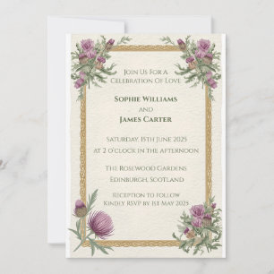 Faire-part de mariage Celtic Thistle écossais 