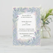 Faire-part de mariage celtique Blue Tartan Thistle (Debout devant)