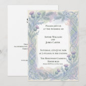 Faire-part de mariage celtique Blue Tartan Thistle (Devant / Derrière)